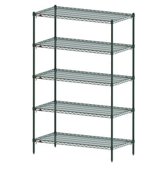 Metro Super Adjustable Super Erecta 4-Shelf and 5-Shelf Industrial Wire Shelving Starter Units, Metroseal Green Epoxy