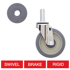 Metro 5" Plated Stem Casters with High Modulus Donut Wheel Treads for Super Erecta Industrial Wire Shelving Racks