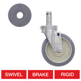 Metro 5" Cart-Washable Stem Casters with High Modulus Donut Wheel Treads for Super Erecta Industrial Wire Shelving Racks