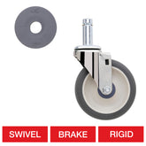 Metro 5" Polymer Stem Casters with Polyurethane Wheel Treads for Super Erecta Industrial Wire Shelving Racks