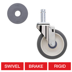 Metro 5" Plated Stem Casters with Polyurethane Treads for Super Erecta Industrial Wire Shelving Racks