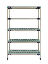 MetroMax i 5-Shelf Plastic Industrial Shelving Starter Unit with Solid Bottom Shelf