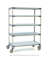 MetroMax 4 5-Shelf Industrial Plastic Shelving Mobile Cart, Solid Bottom Shelf