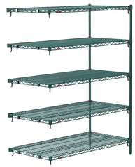Metro Super Adjustable Super Erecta 4-Shelf and 5-Shelf Industrial Wire Shelving Add-On Units, Metroseal Green Epoxy