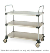 Metro MW Series 3-Shelf Utility Cart with Stainless Steel Solid Shelves