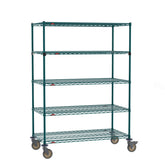 Metro Super Erecta 5-Shelf (4 SES/1 EZ-ADD) Wire Shelving Stem Caster Cart, Metroseal Green