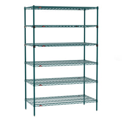 Metro Super Erecta 6-Shelf (4 SES/2 EZ-ADD) Wire Shelving Starter Units, Metroseal Green