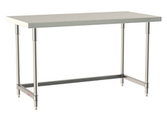 Metro TableWorx Stainless Steel Table, Type 304 Stainless Steel Work Surface, Legs, and Leg Mounts, Stainless Steel 3-Sided Frame