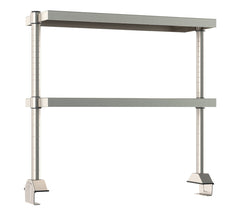 Metro TableWorx Productivity Riser with 2 Center Cantilevered Stainless Steel Solid Overshelves