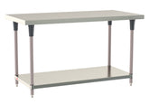 Metro TableWorx Stainless Steel Table, Type 304 Stainless Steel Work Surface, Metroseal Gray Epoxy-Coated Legs and Polymer Leg Mounts, Stainless Steel Undershelf