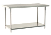 Metro TableWorx Stainless Steel Table, Type 316 Stainless Steel Work Surface, Type 304 Stainless Steel Legs and Leg Mounts, Stainless Steel Undershelf