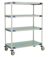 MetroMax i 4-Shelf Industrial Plastic Shelving Mobile Cart, Solid Shelves