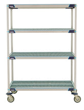 MetroMax i 4-Shelf Industrial Plastic Shelving Mobile Cart, Open Grid Shelves