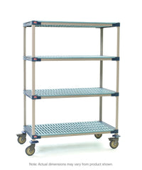 MetroMax 4 4-Shelf Industrial Plastic Shelving Mobile Cart, Open Grid Shelves