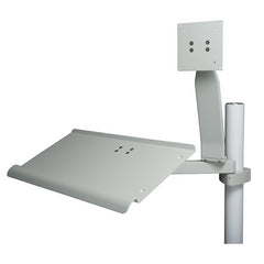 Monitor Support & Full Size Keyboard Tray, w/Dual 8" Pivot Arm, Vertical Post Mounted, Gray