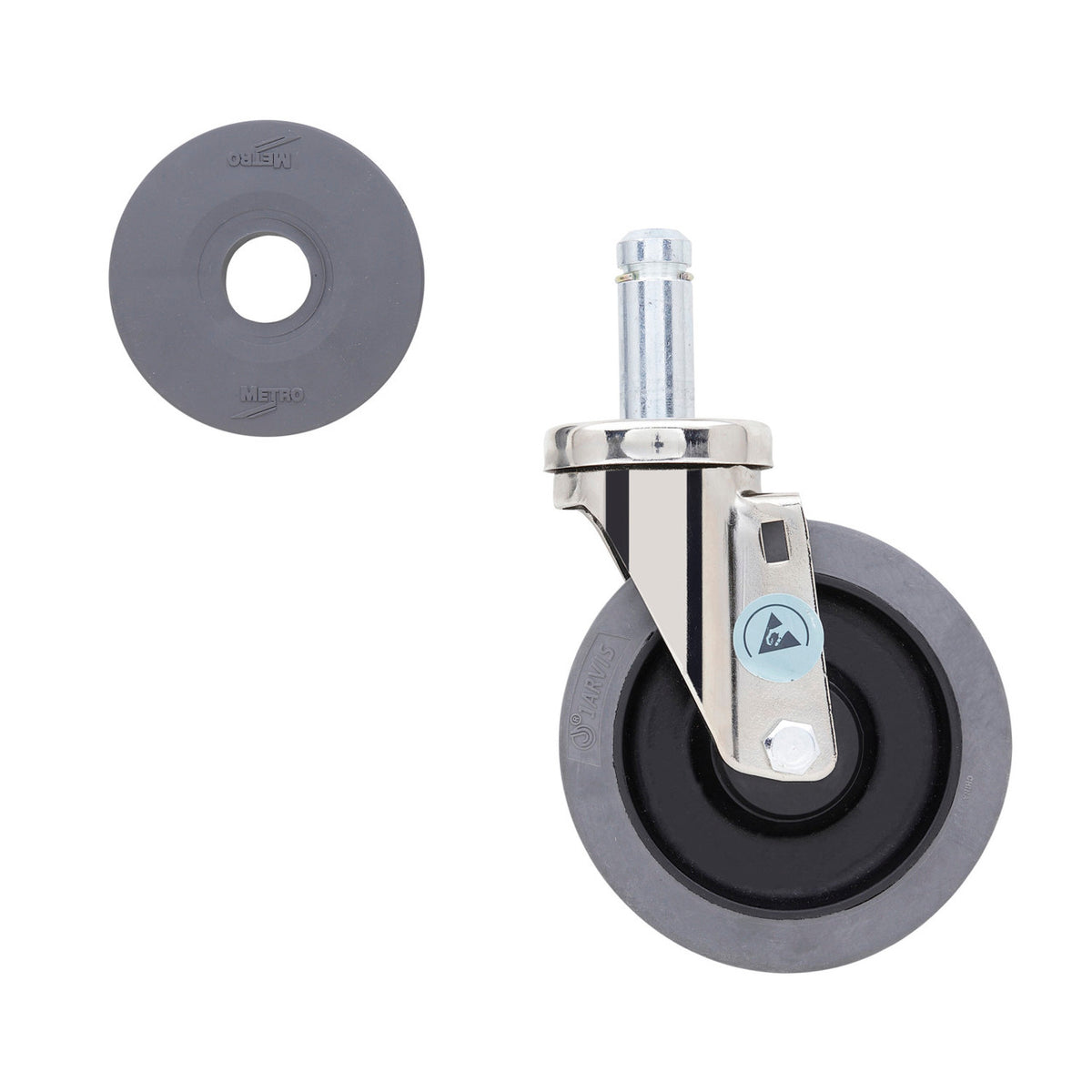 Metro 5" Conductive Stem Casters with Non-Marking Wheel Treads for Super Erecta Industrial Wire Shelving Racks