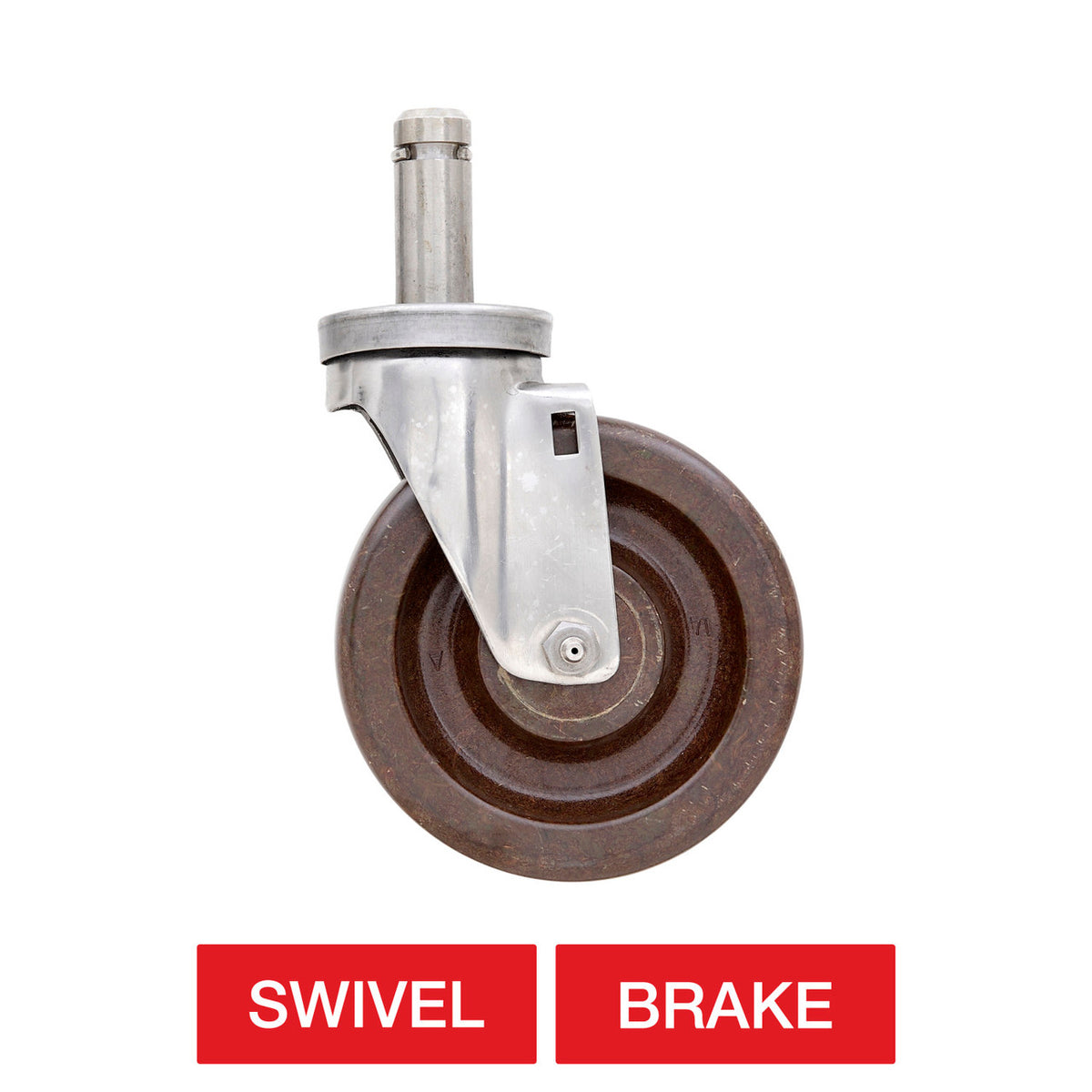 Metro 5" High-Temperature Autoclave Stem Casters with Phenolic Wheel Treads for Super Erecta Industrial Wire Shelving Racks