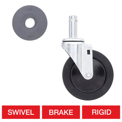 Metro 5" Plated Stem Casters with Polyurethane Treads for Super Erecta Industrial Wire Shelving Racks