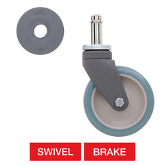 Metro 5" Polymer Stem Casters with Antimicrobial Polyurethane Wheel Treads for Super Erecta Industrial Wire Shelving Racks