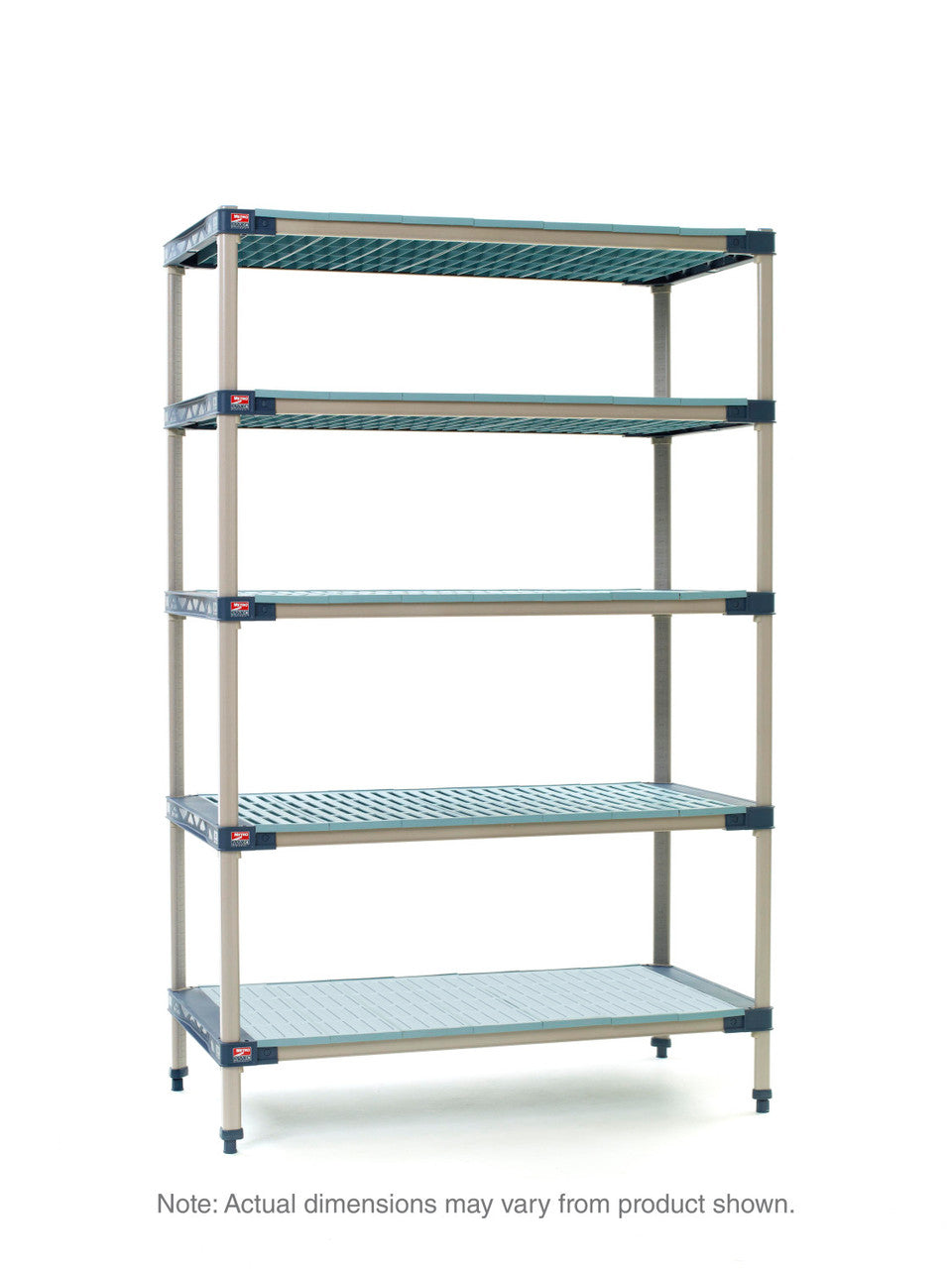 MetroMax 4 5-Shelf Plastic Industrial Shelving Starter Unit with Solid Bottom Shelf
