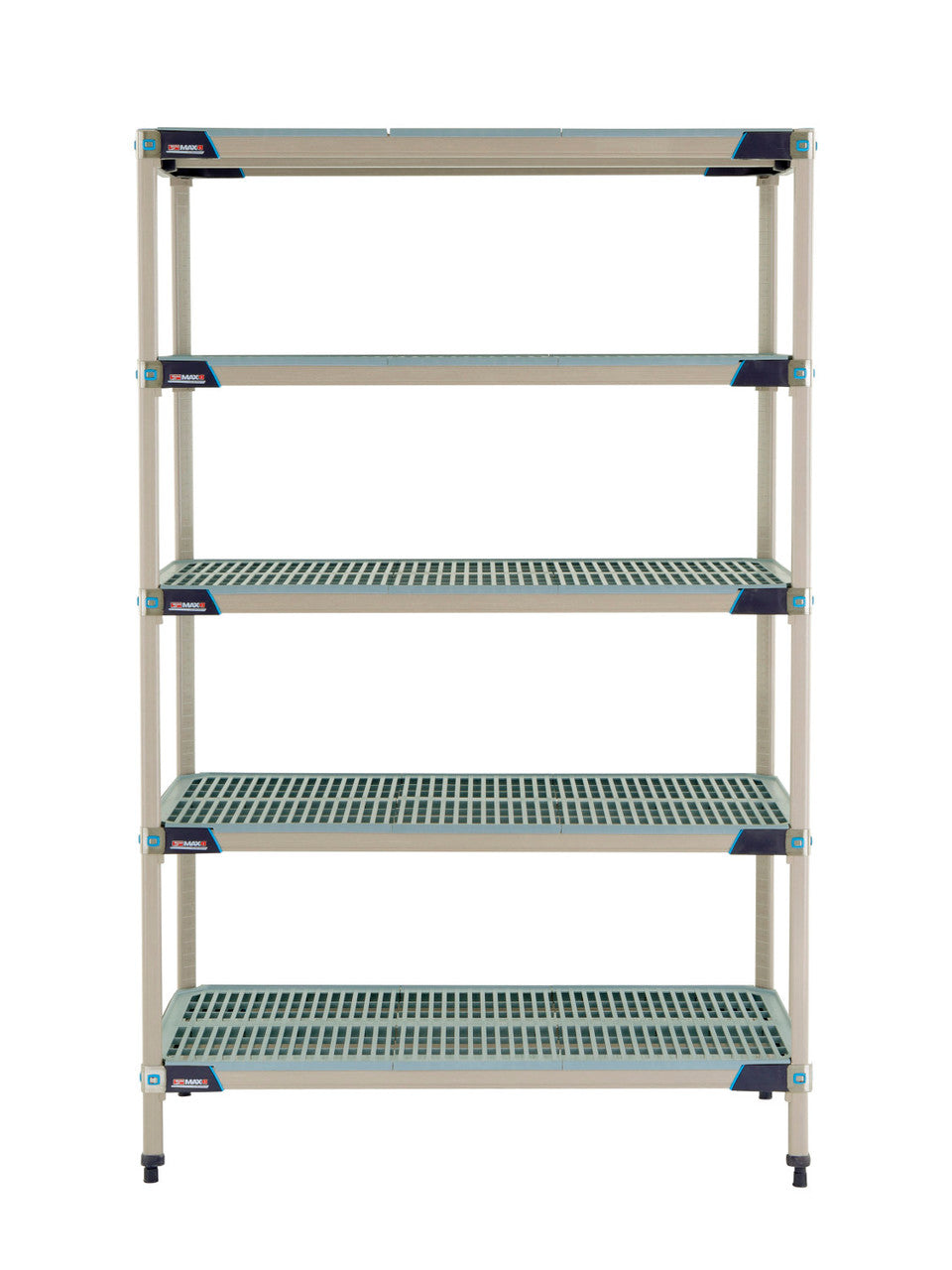 MetroMax i 5-Shelf Plastic Industrial Shelving Starter Unit with Solid Bottom Shelf