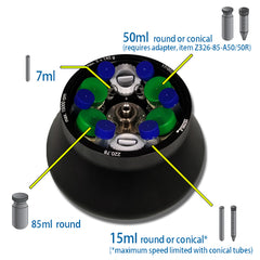 Z326-0685-25-Rotor, 6 x 85ml "Super rotor" Fits 85ml, 50ml, 15ml, and 7ml(13,000rpm/21,726xg)