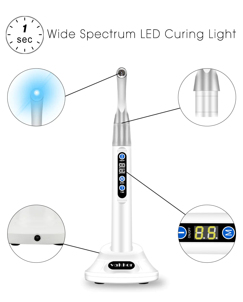 Vakker 27-4-4-WT , VK018 Broad Spectrum LED Curing Light White color - 1 year warranty