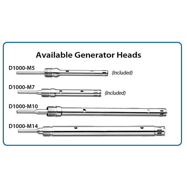 D1000 Homogenizer, includes 5mm and 7mm generators (ideal for microtubes)