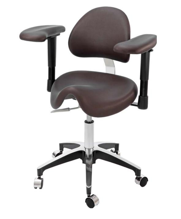 DRSA-7100-DU100 Mirage Mica Saddle Stool with Armrests, Du-100 Black with 1 year Warranty