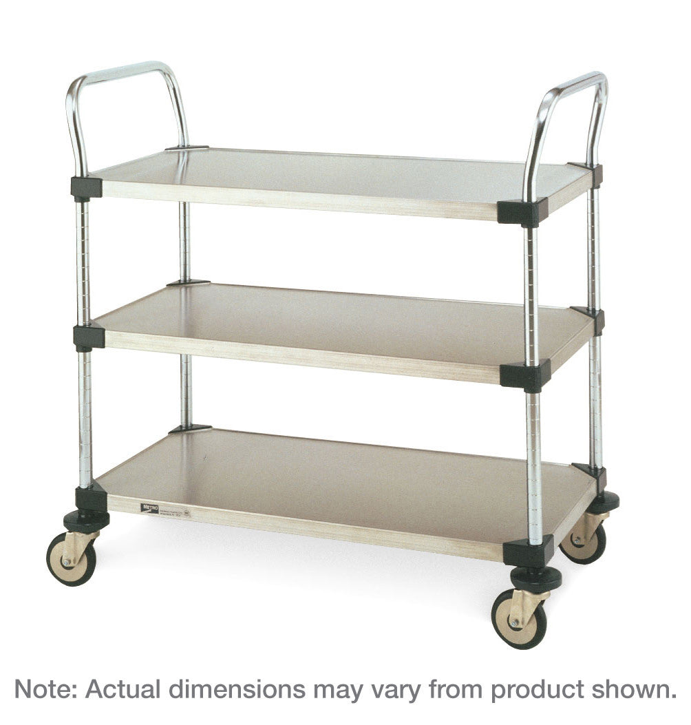 Metro MW Series 3-Shelf Utility Cart with Stainless Steel Solid Shelves