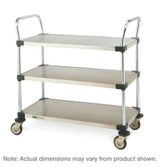 Metro MW Series 3-Shelf Utility Cart with Stainless Steel Solid Shelves