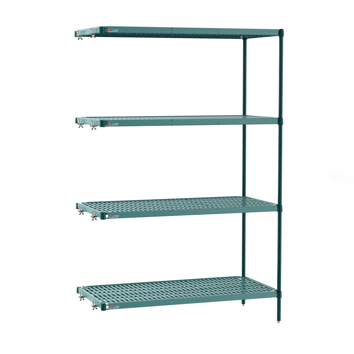 Metro Super Erecta Pro Industrial Wire 4-Shelf Restaurant Shelving Add-On Unit with Removable Plastic Mats