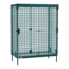 Metro Super Erecta Stationary Security Shelving Unit with SlideSecure Sliding Door, Metroseal Green