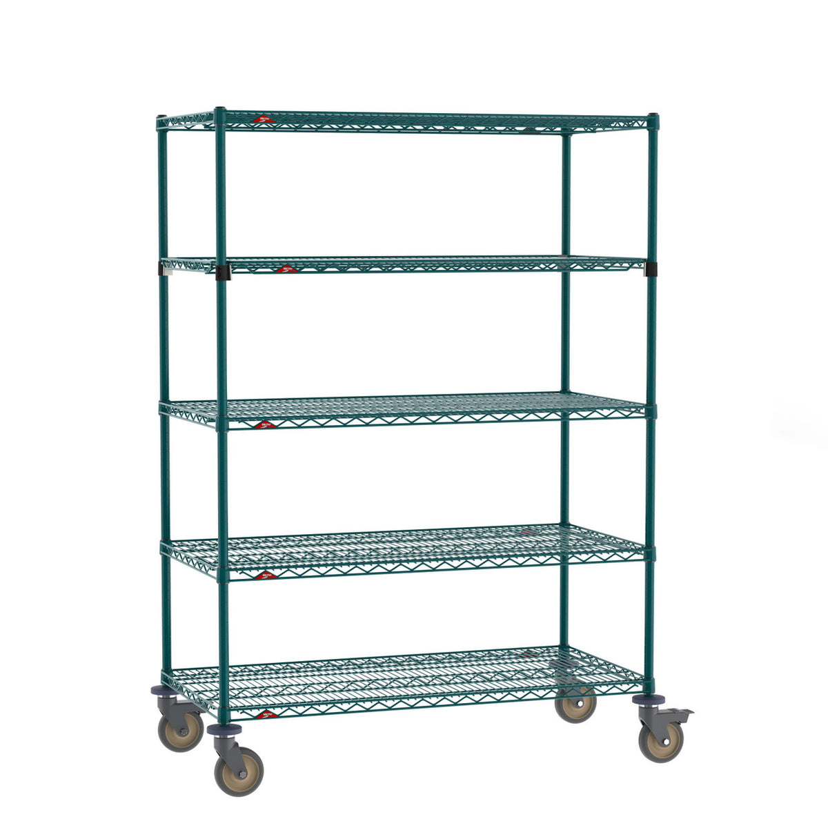 Metro Super Erecta 5-Shelf (4 SES/1 EZ-ADD) Wire Shelving Stem Caster Cart, Metroseal Green