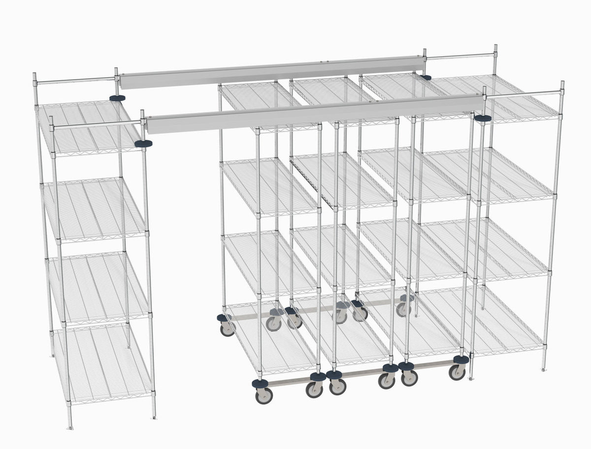 Metro Top-Track Overhead Track Shelving Complete Kit with Super Erecta Chrome Wire Shelves