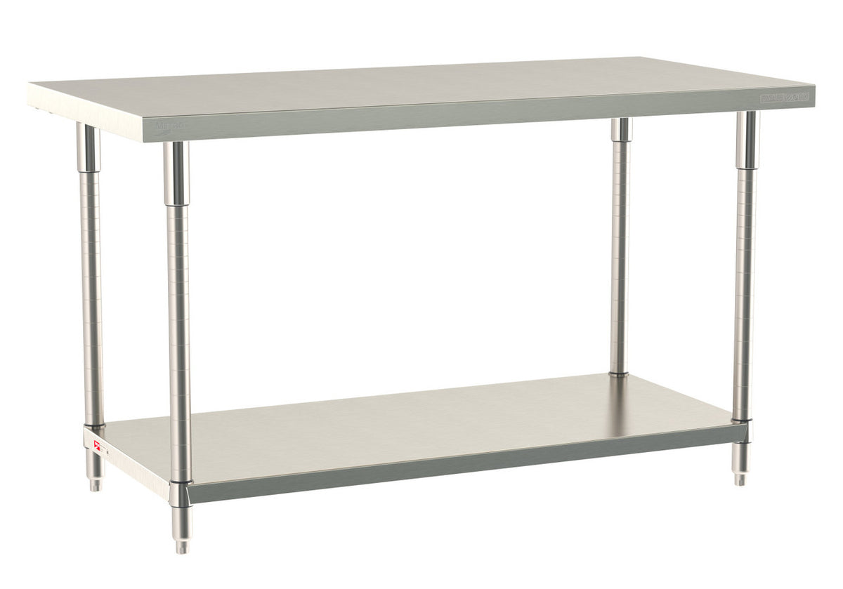 Metro TableWorx Stainless Steel Table, Type 304 Stainless Steel Work Surface, Legs, and Leg Mounts, Stainless Steel Undershelf