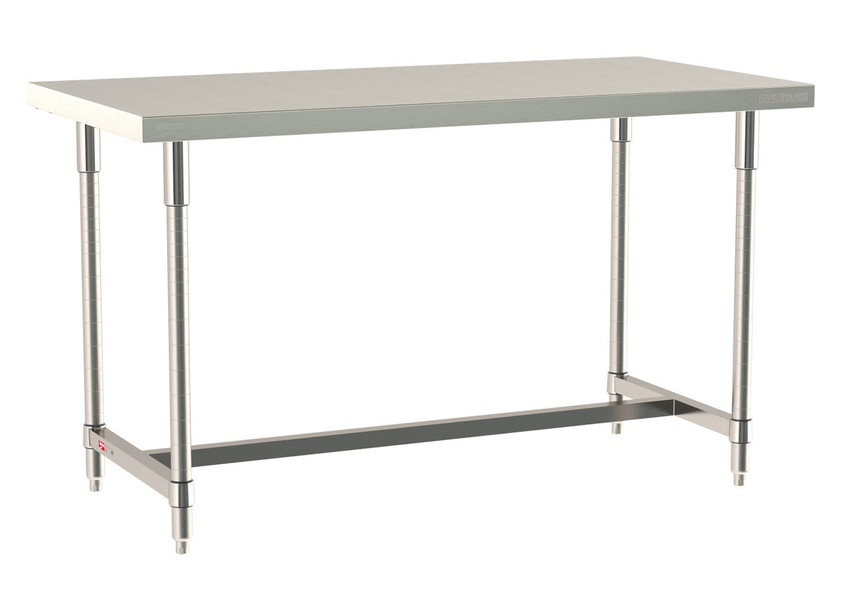 Metro TableWorx Stainless Steel Table, Type 304 Stainless Steel Work Surface, Legs, and Leg Mounts, Stainless Steel I-Frame