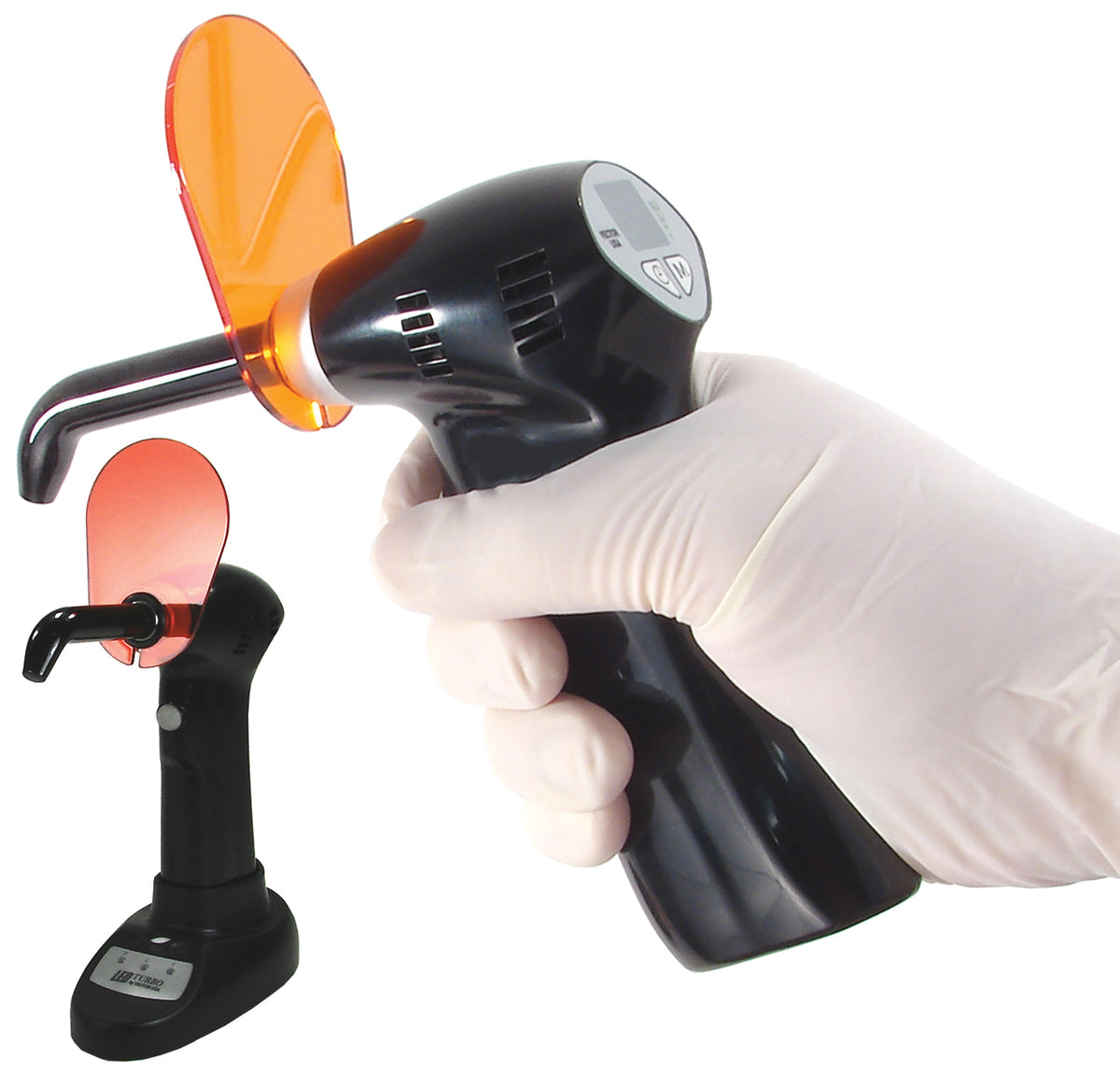 Vector LED TURBO – Deluxe, ultra-high-output, full spectrum curing light.  Features both violet and blue LED to cure all types of light cure material.