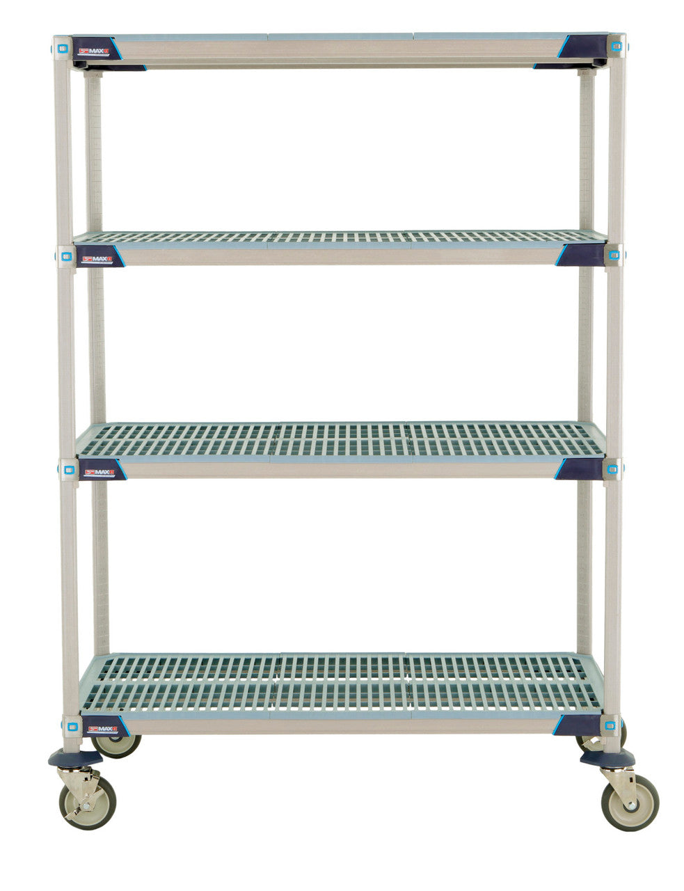 MetroMax i 4-Shelf Industrial Plastic Shelving Mobile Cart, Open Grid Shelves