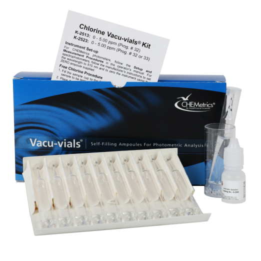 CHEMetrics® Vacu-vials® Test Kit Chlorine, Free & Total (0-5.00 ppm)