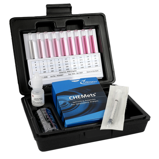 CHEMetrics® CHEMets® Test Kit  Chlorine HR (0-125 ppm)
