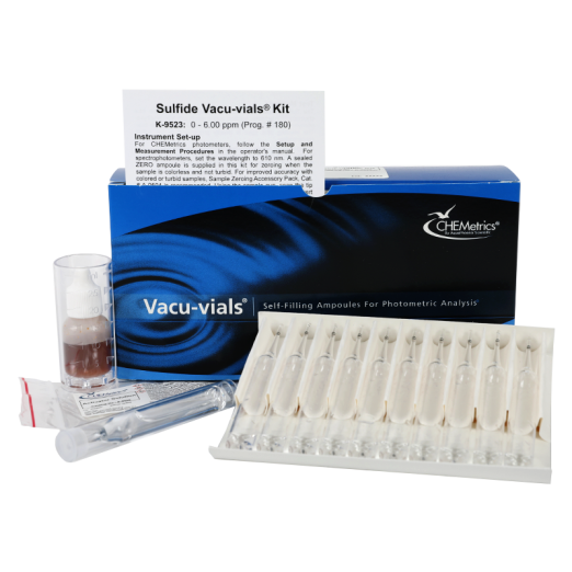 CHEMetrics® Vacu-vials® Test Kit Sulfide  (0-6.00 ppm)