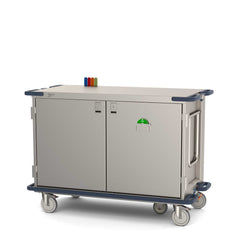 Metro CaseVue CV48LS-5BFH-W1 Surgical Case Cart with Solid Doors, 5th Wheel Steering, Color Flags, Swing-up Handle, and Pullout Wire Shelf, 57.5"W x 28"D x 40.625"H