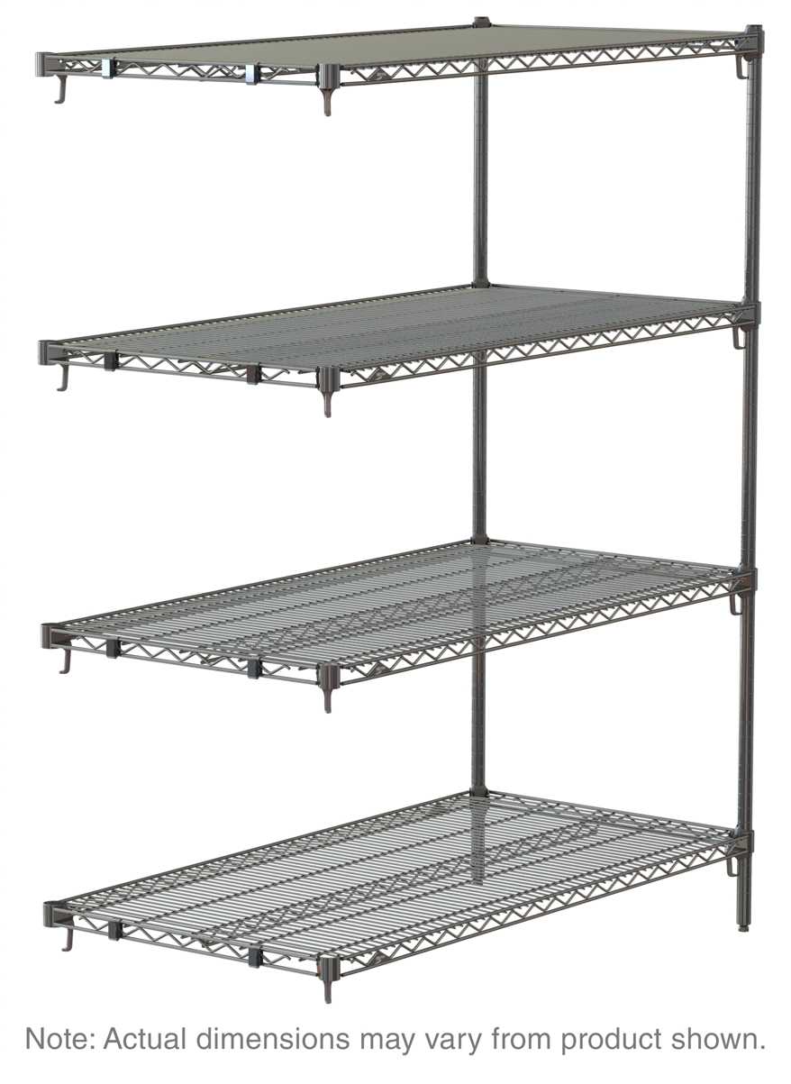 Metro Super Adjustable Super Erecta AA346C 4-Shelf Industrial Wire Shelving Add-On Unit, Chrome, 18" x 42" x 63"