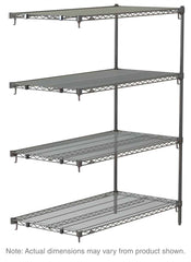 Metro Super Adjustable Super Erecta AA346C 4-Shelf Industrial Wire Shelving Add-On Unit, Chrome, 18" x 42" x 63"