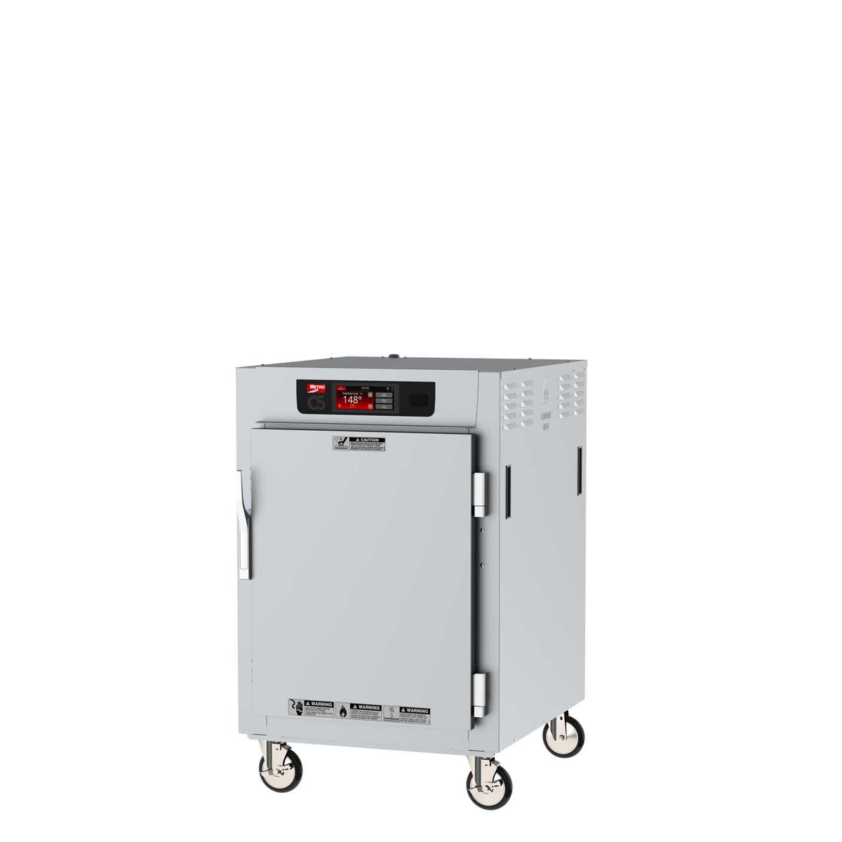 Metro C585X-SFS-UPFCA C5 8 Series Insulated Pass-Thru Holding Cabinet, 1/2 Height, Full Length Solid Door/Full Length Clear Door, Universal Wire Slides, 220-240V, 50/60Hz, 1681-2000W