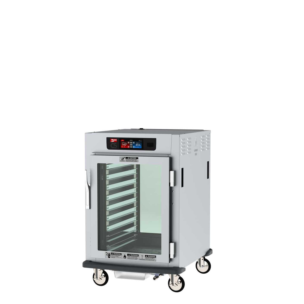 Metro C595X-SFC-LPFCA C5 9 Series Controlled Humidity Pass-Thru Heated Holding and Proofing Cabinet, 1/2 Height, Full Length Clear Door/Full Length Clear Door, Lip Load Aluminum Slides, 220-240V, 50/60Hz, 1681-2000W