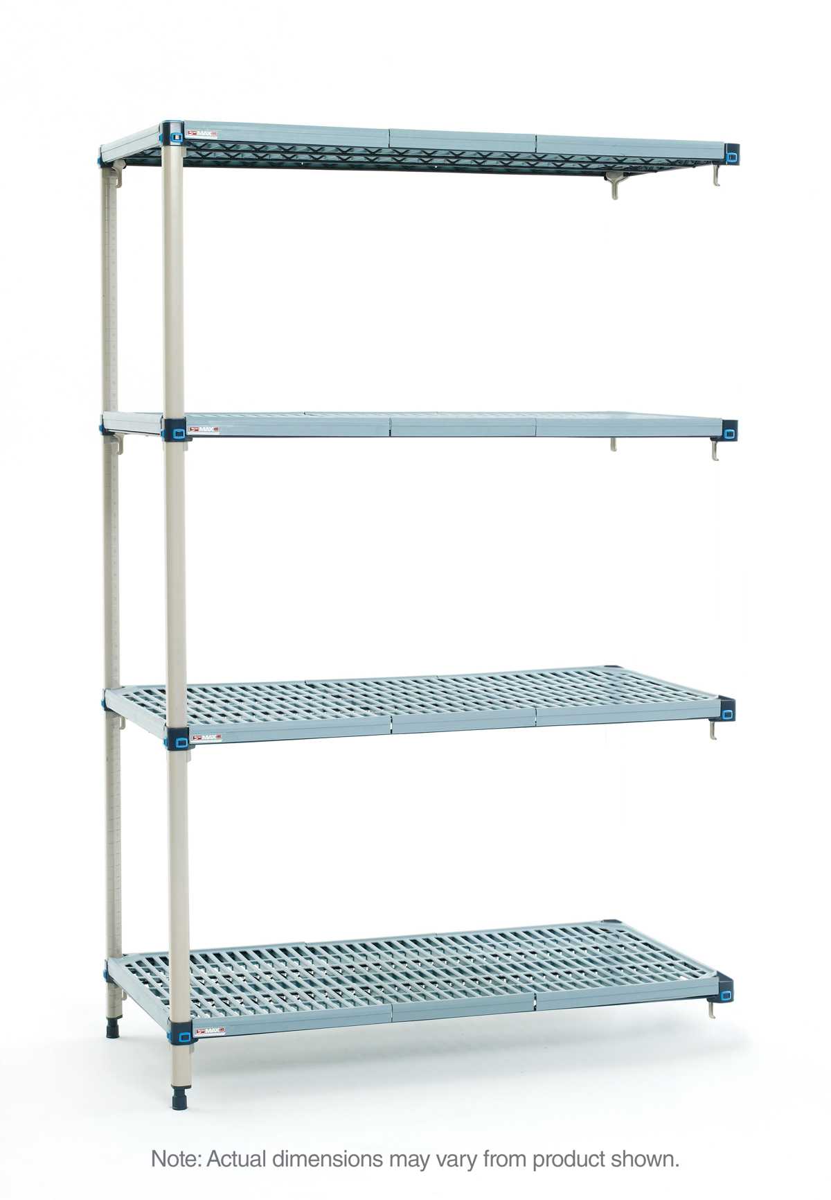 MetroMax Q MQ-216074G-A-4 4-Shelf Plastic Industrial Shelving Add-On Unit, 21" x 60" x 74"