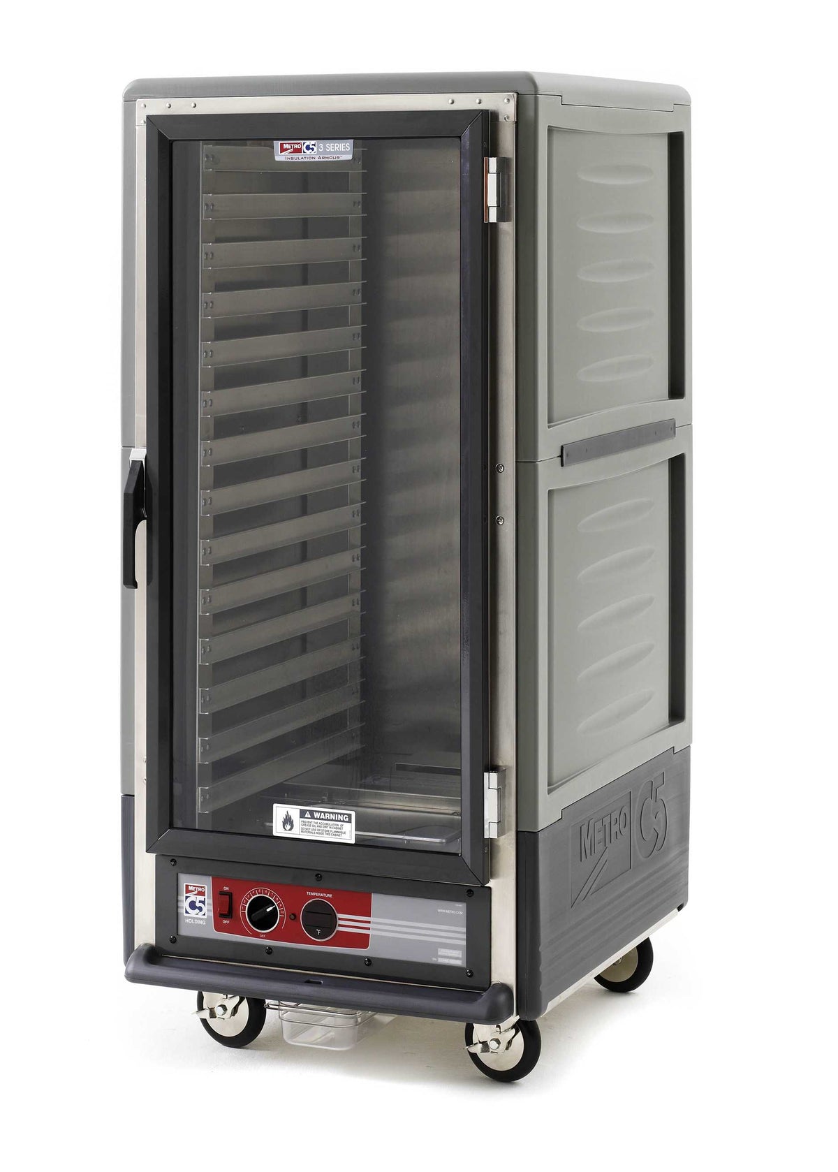 Metro C537-HLFC-L-GY C5 3 Series Insulated Holding Cabinet, 3/4 Height, Full Length Clear Door, Lip Load Aluminum Slides, 120V, 60Hz, 1440W, Gray