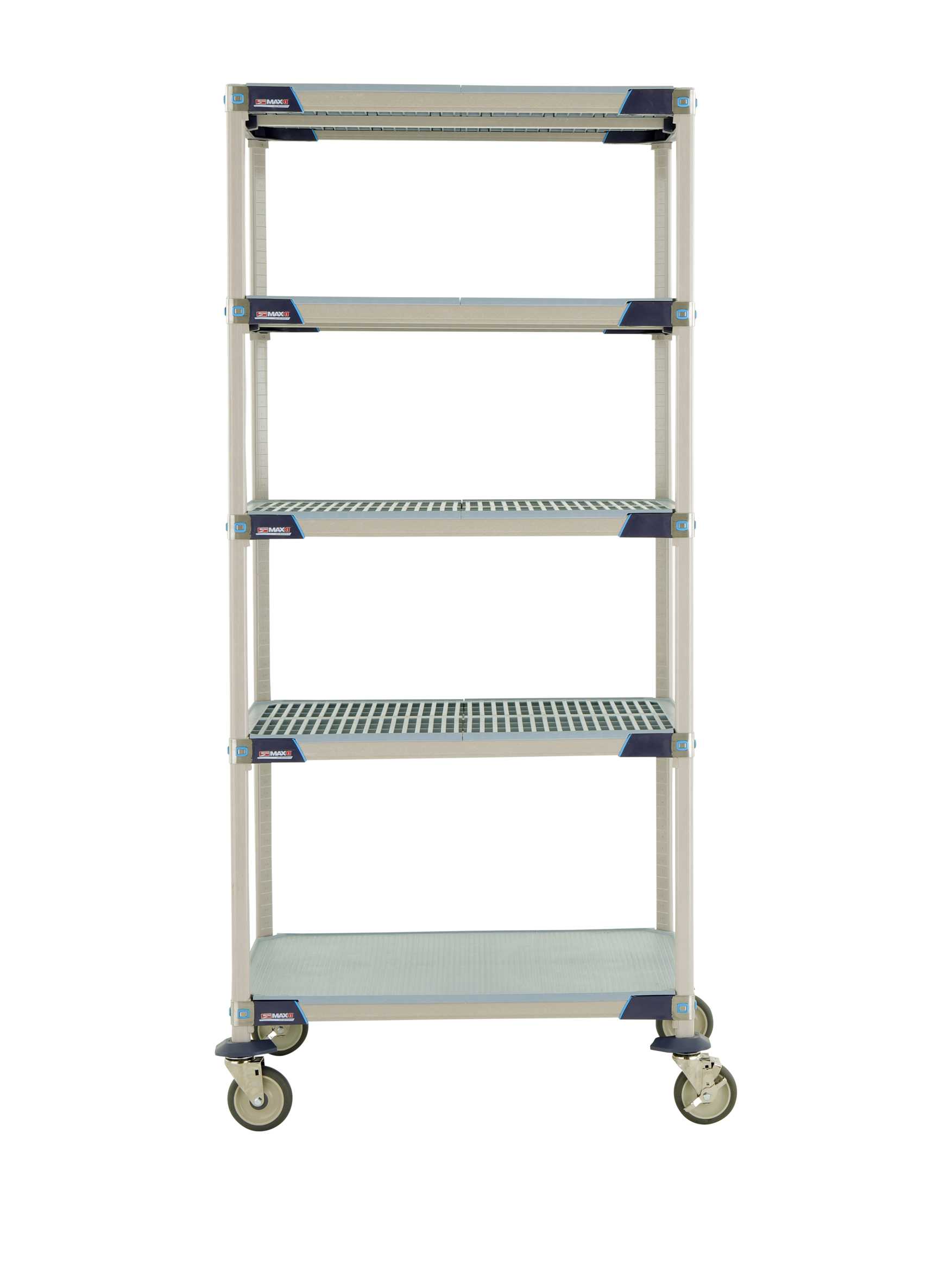 MetroMax i 5X537EGX3 5-Shelf Industrial Plastic Shelving Mobile Cart, Solid Bottom Shelf, 24" x 36" x 79.3125"